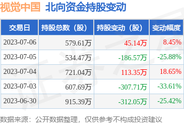 視覺中國(000681)7月6日北向資金增持45.14萬股，凸顯計(jì)算機(jī)軟硬件開發(fā)業(yè)務(wù)前景